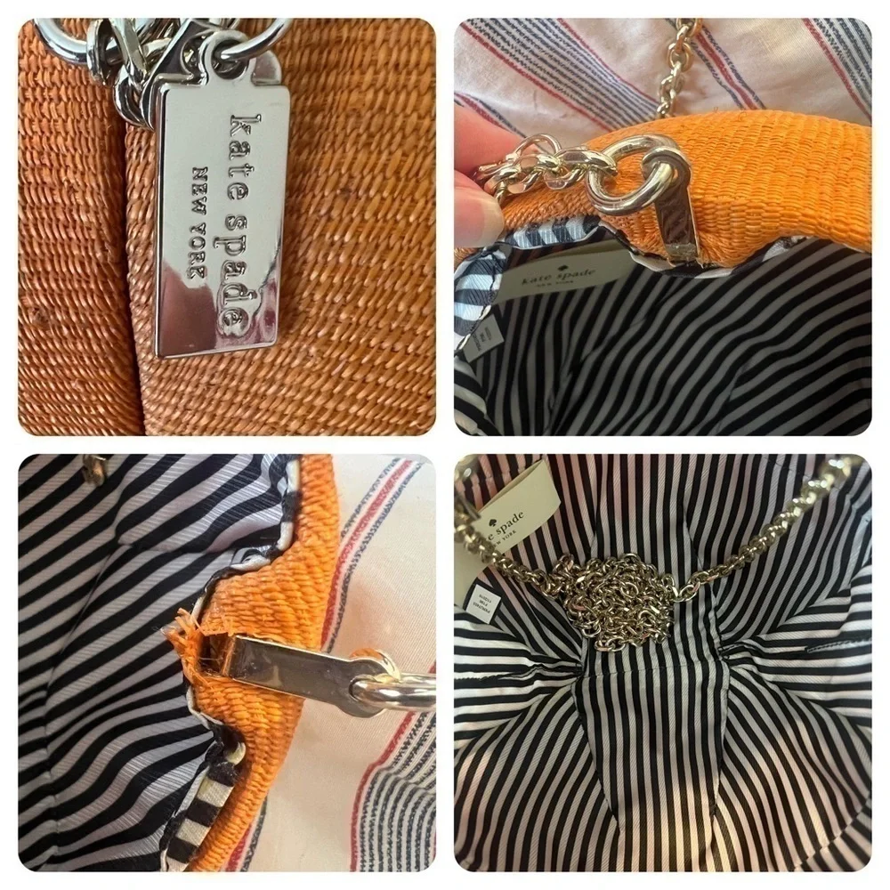 Kate Spade Orange Fruit Spice Things Up Novelty Straw Crossbody Purse Handbag